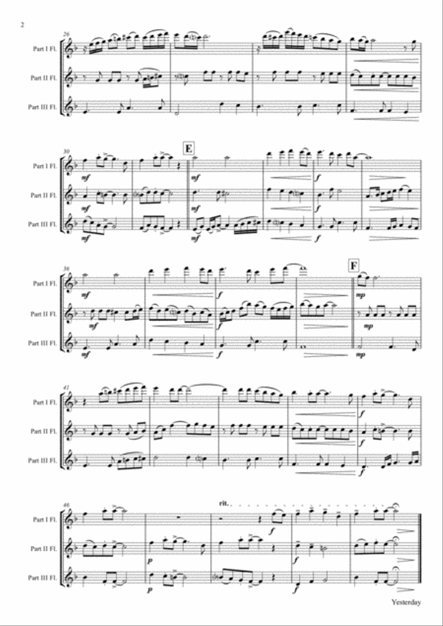 Yesterday Woodwind Trio scores gallery preview page 2