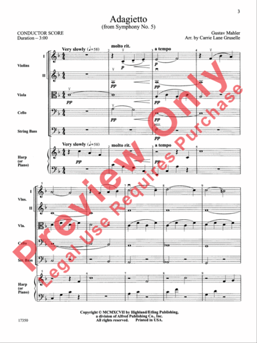 Adagietto from Symphony No. 5 String Orchestra scores gallery preview page 4