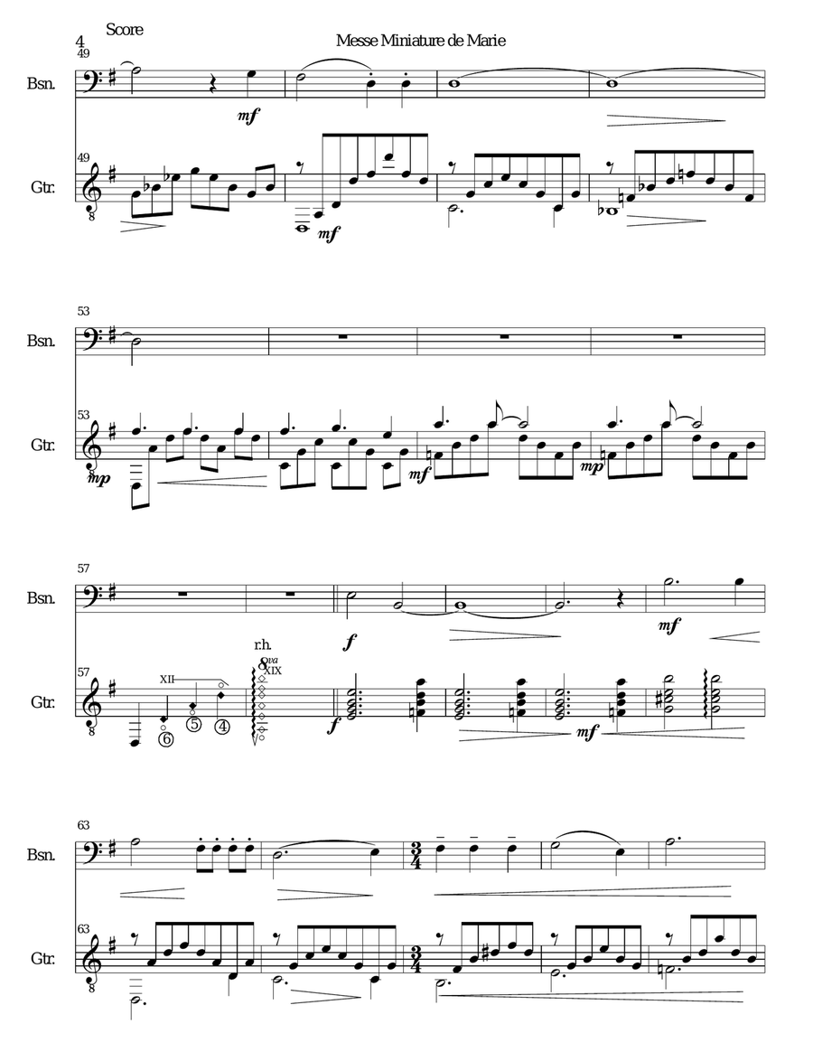 Messe miniature de Marie for bassoon and guitar Bassoon scores gallery preview page 4