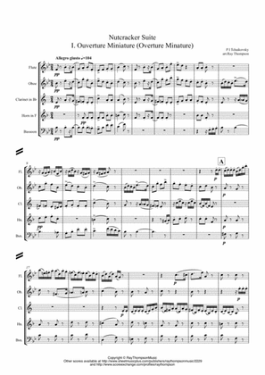 Tchaikovsky: Casse-Noisette:Nutcracker Suite Ouverture Miniature (Miniature Overture) - wind quintet