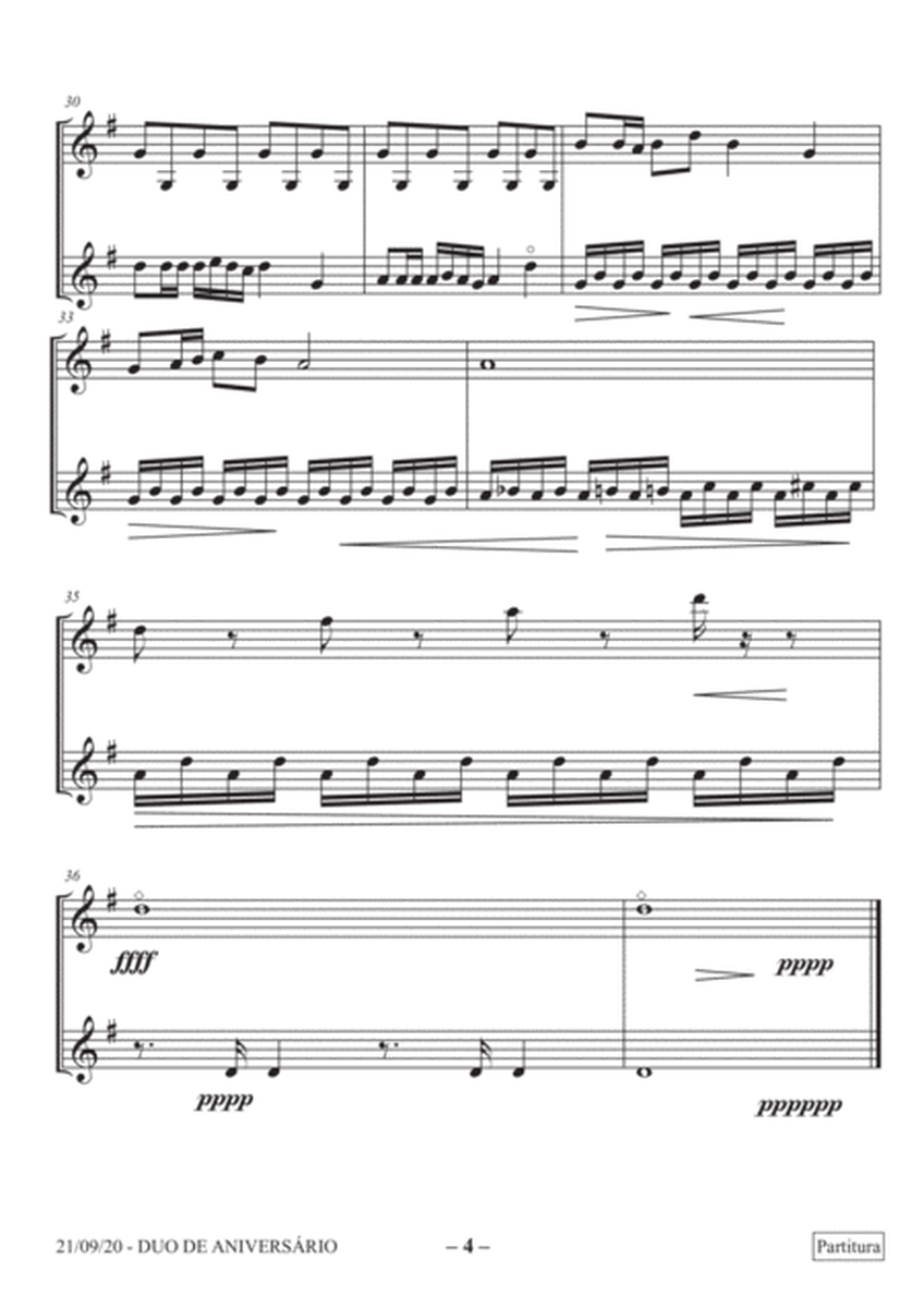 Duo de Aniversário, violin duo (2 min.). Full score and complete set of parts. image number null