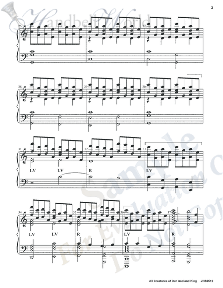 All Creatures of Our God and King Handbell Choir scores gallery preview page 4
