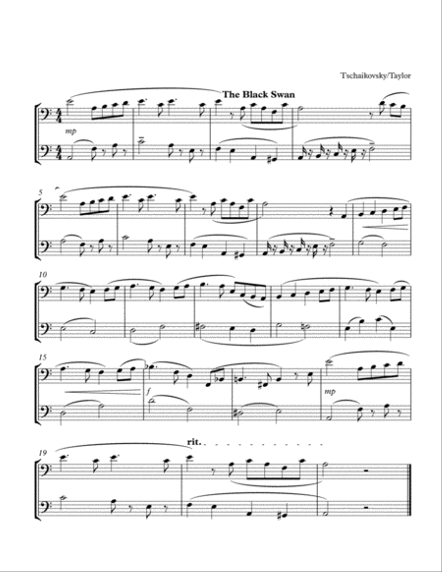 The Black Swan (2 Basoons) Woodwind Duet scores gallery preview page 1