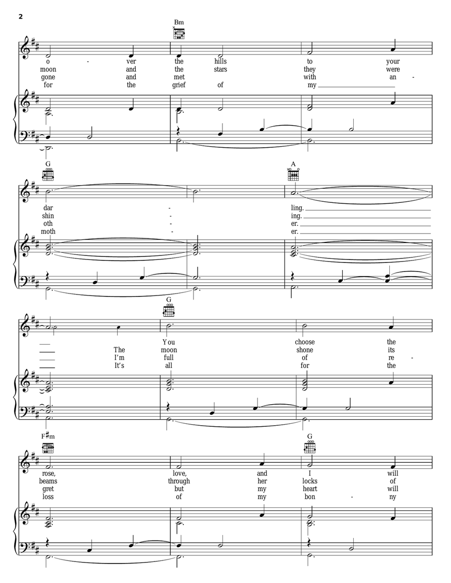 Red Is The Rose Piano, Vocal, Guitar scores gallery preview page 2