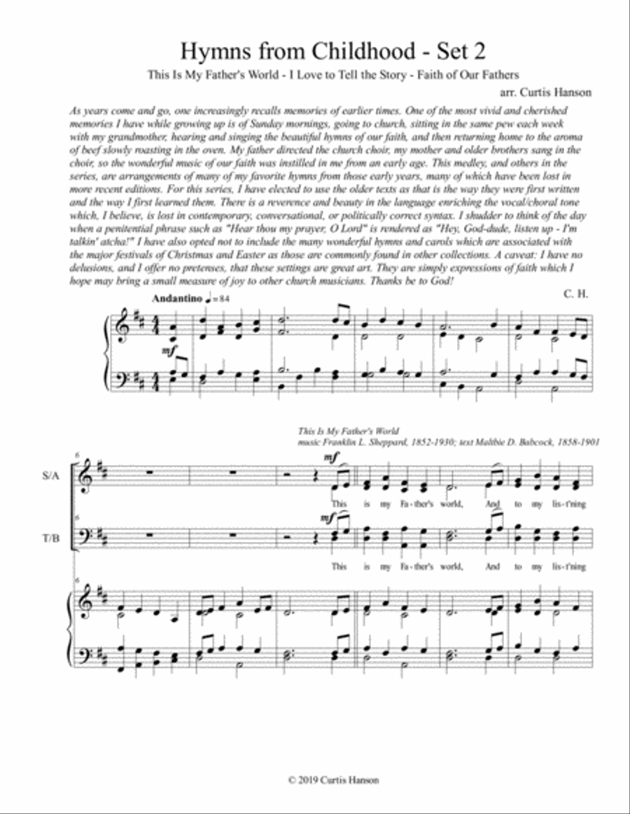 Hymns from Childhood - Set 2 (SATB) 4-Part scores gallery preview page 1