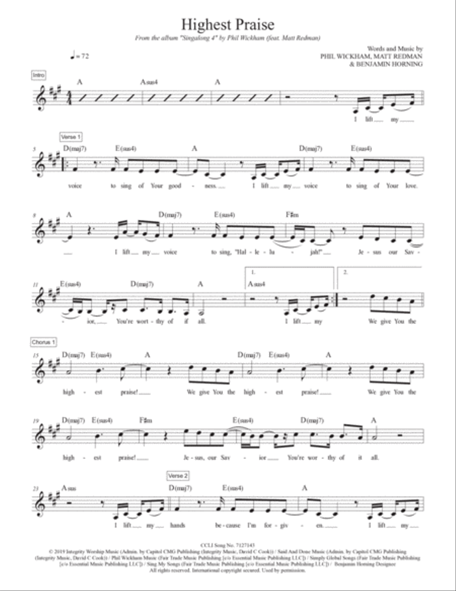 Highest Praise Piano scores gallery preview page 4