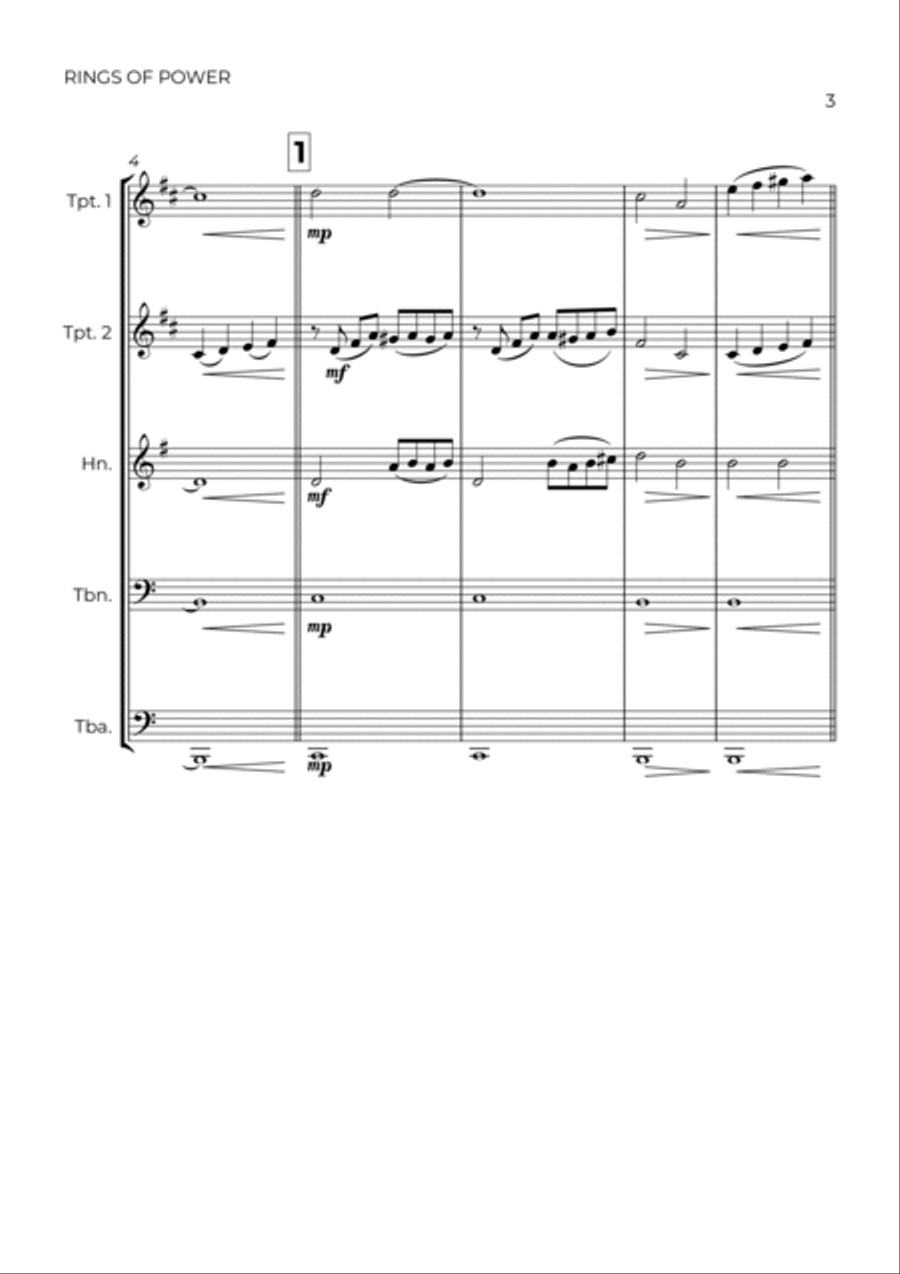 The Lord Of The Rings: The Rings Of Power Brass Quintet scores gallery preview page 3