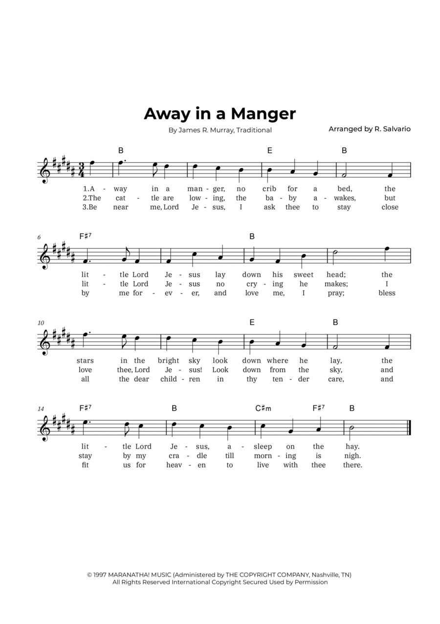 Away in a manger easy piano on sale