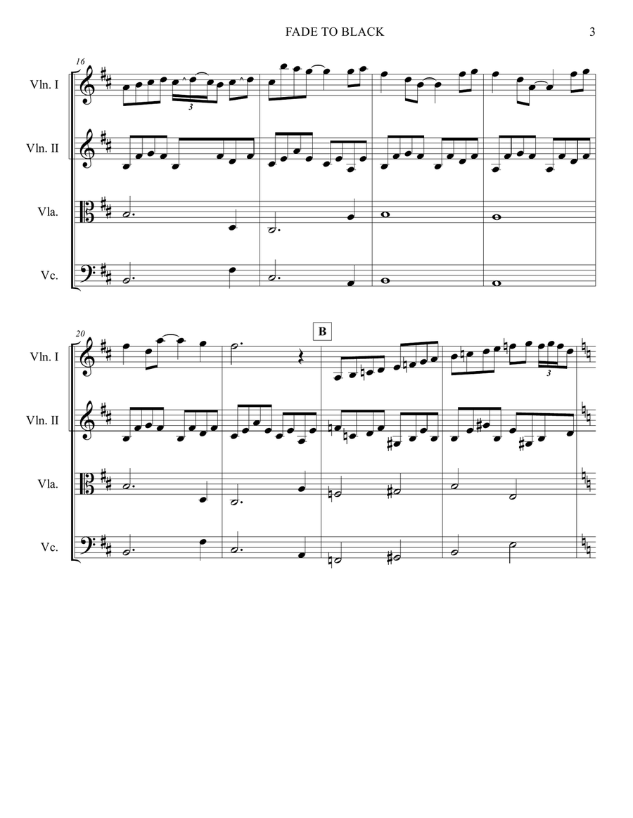 Fade To Black Fade To Black String Quartet scores gallery preview page 3