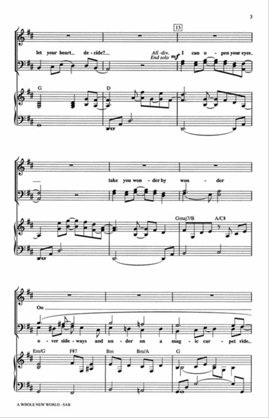 A Whole New World – Aladdin's Theme 3-Part scores gallery preview page 4