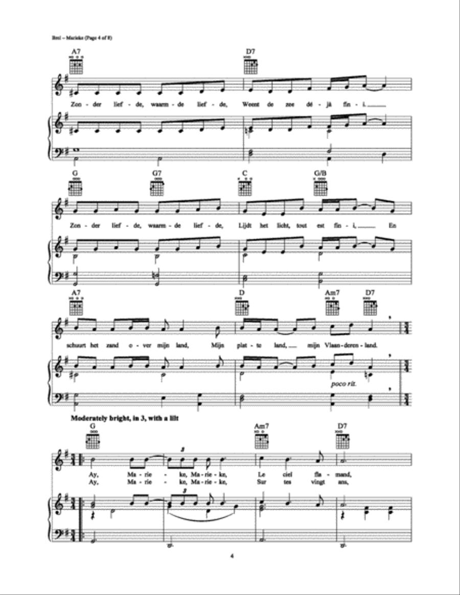 Marieke Piano, Vocal, Guitar scores gallery preview page 4
