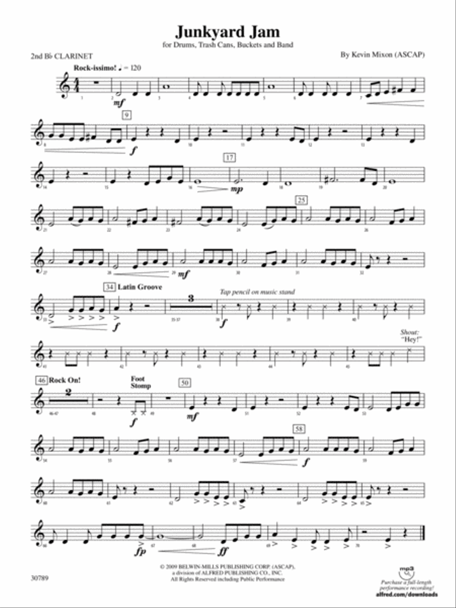 Junkyard Jam: 2nd B-flat Clarinet Concert Band scores gallery preview page 1