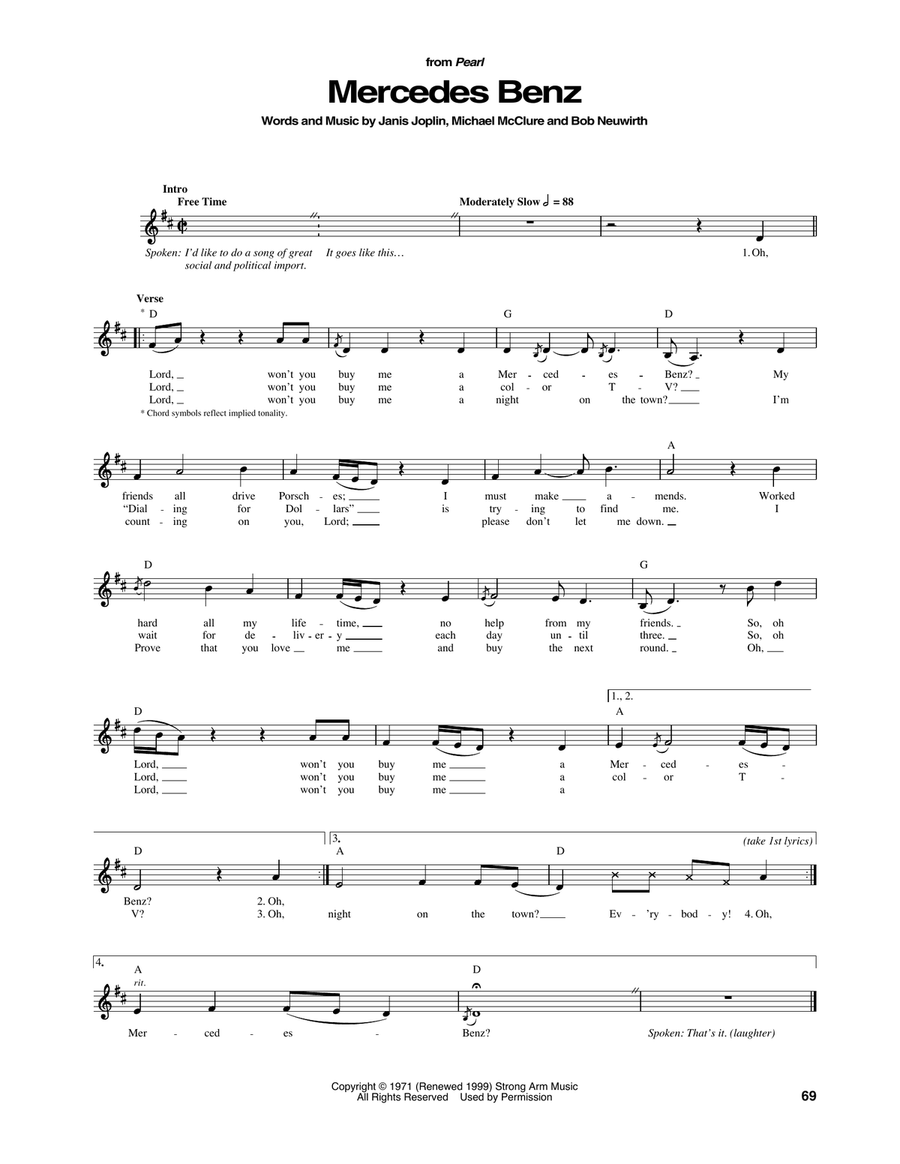 Mercedes Benz Acoustic Guitar scores gallery preview page 1