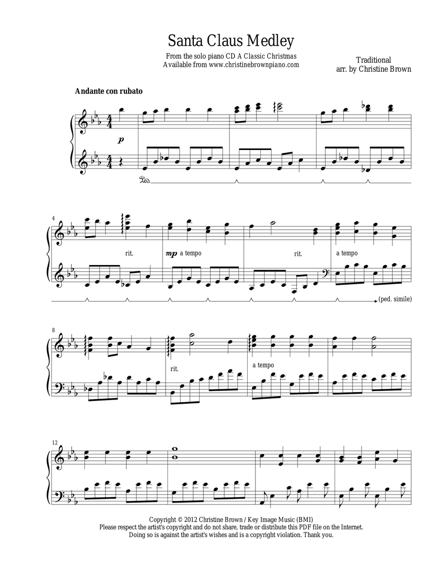 Santa Claus Medley Piano Solo scores gallery preview page 2