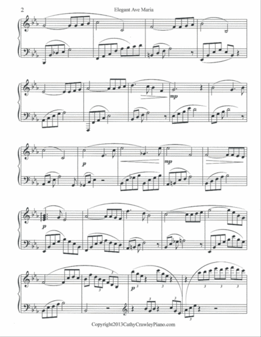 Elegant Ave Maria Piano Solo scores gallery preview page 2