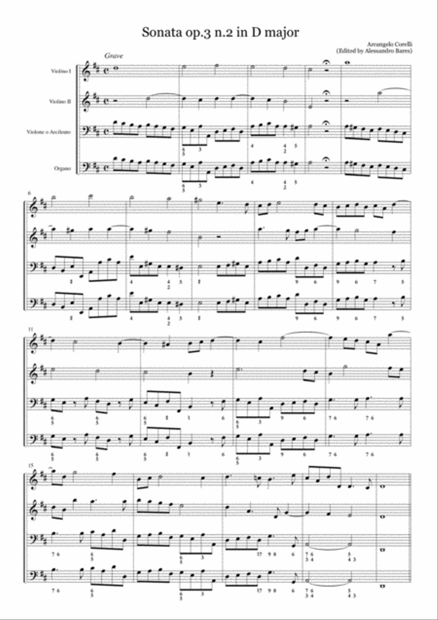 Corelli, Sonata op.3 n.2 in D major Small Ensemble scores gallery preview page 2