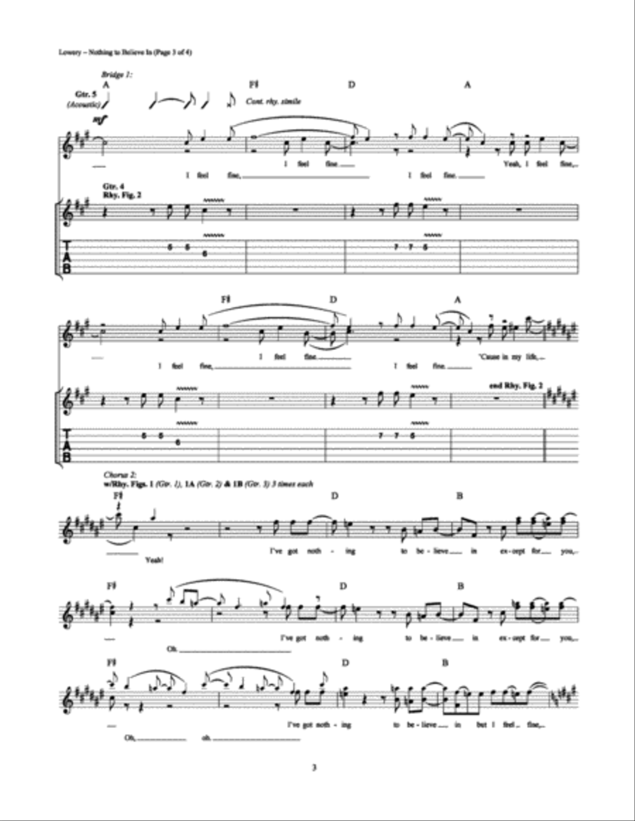 Nothing to Believe In Electric Guitar scores gallery preview page 3