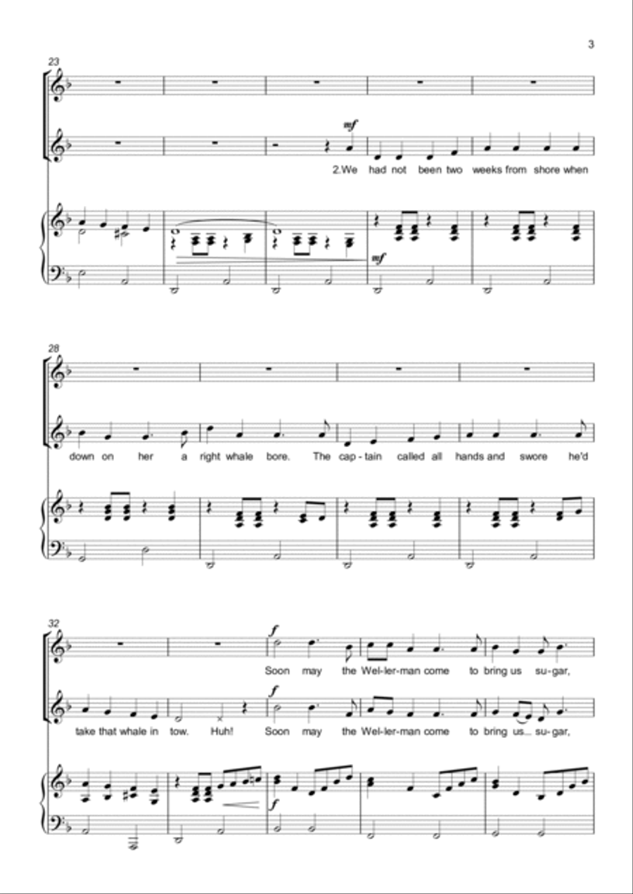 Wellerman - Sea Shanty - Two part choir - SA - Upper Voices SA scores gallery preview page 3