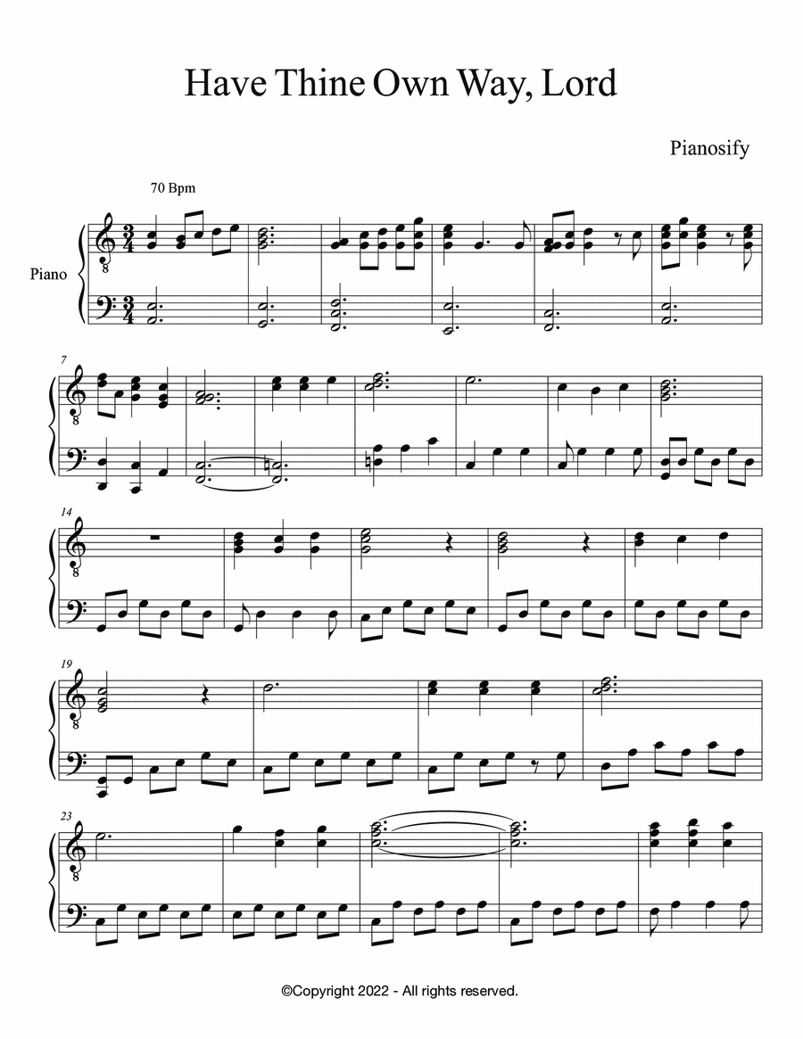 PIANO - Have Thine Own Way Lord (Piano Hymns Sheet Music PDF)