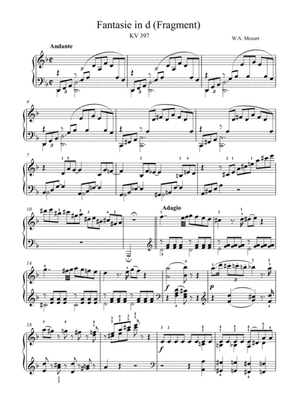 Book cover for Mozart - Fantasia in D minor (Piano)