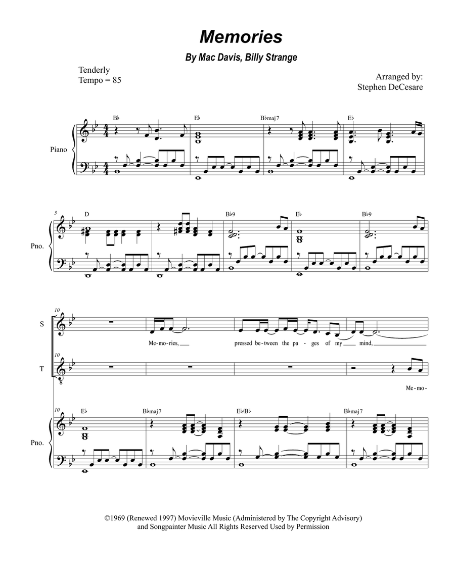 Memories Vocal Duet scores gallery preview page 1