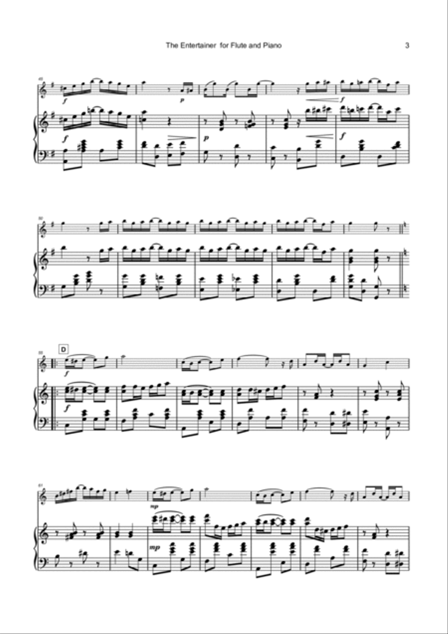 The Entertainer by Scott Joplin, for Flute and Piano Flute Solo scores gallery preview page 4