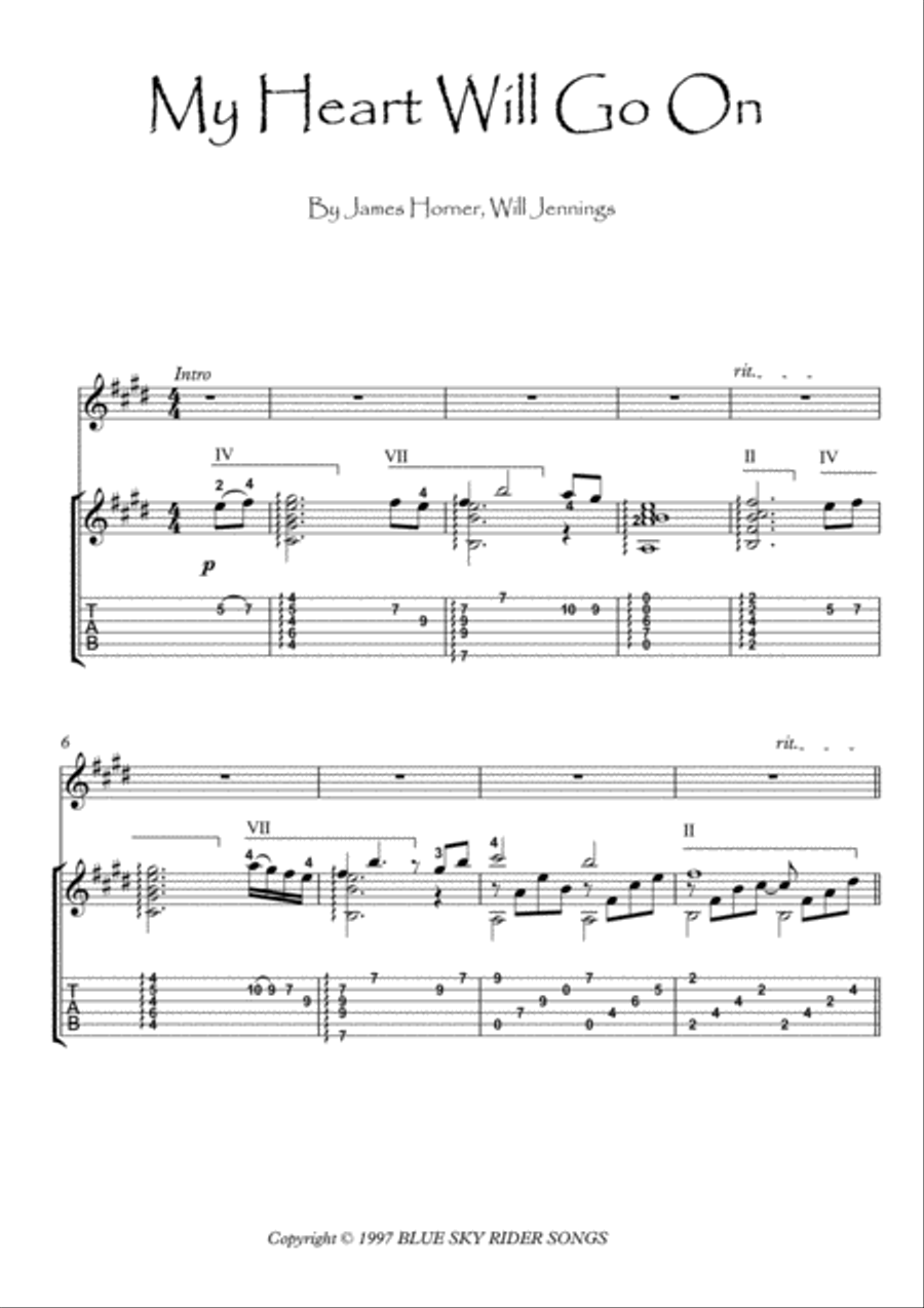 My Heart Will Go On (love Theme From 'titanic') Electric Guitar scores gallery preview page 1