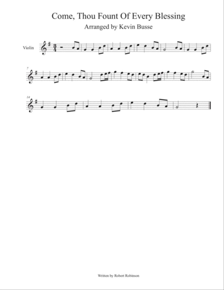 Come, Thou Fount Of Every Blessing - Violin Violin Solo scores gallery preview page 1