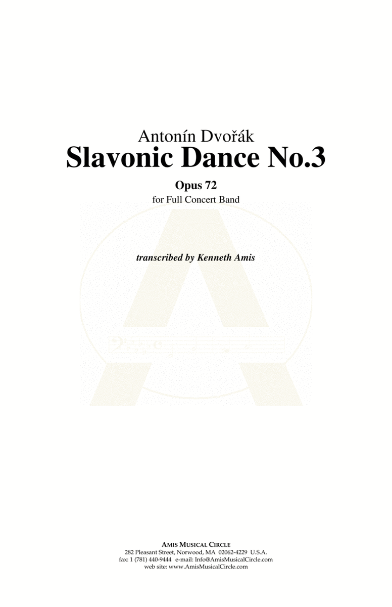 Slavonic Dance No.3, Op.72 - CONDUCTOR'S SCORE ONLY image number null