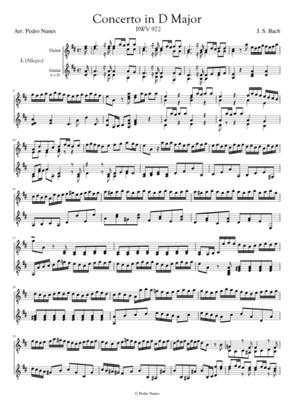 Concerto in D Major, BWV 972 (Arr. 2 Guitars)