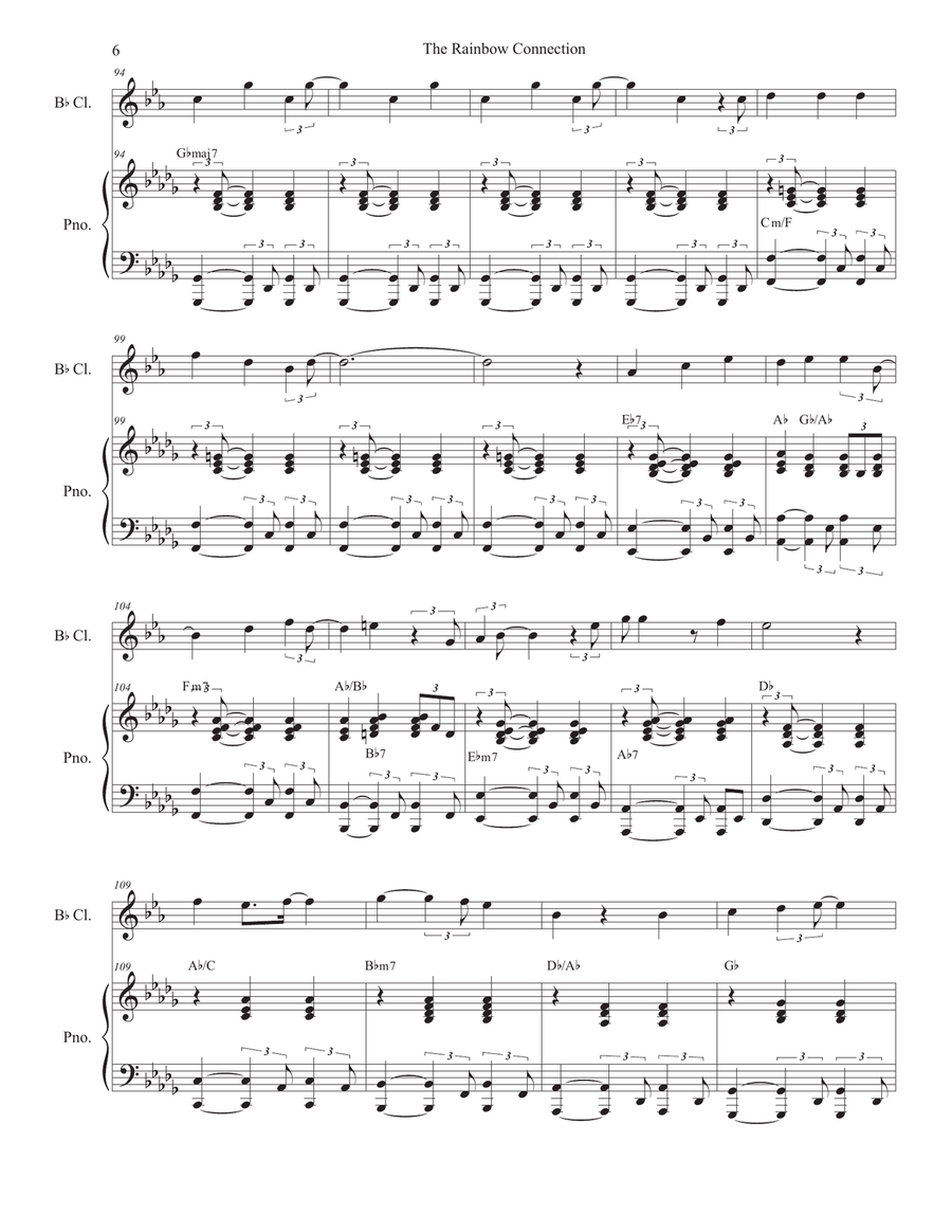 The Rainbow Connection Clarinet Solo scores gallery preview page 6