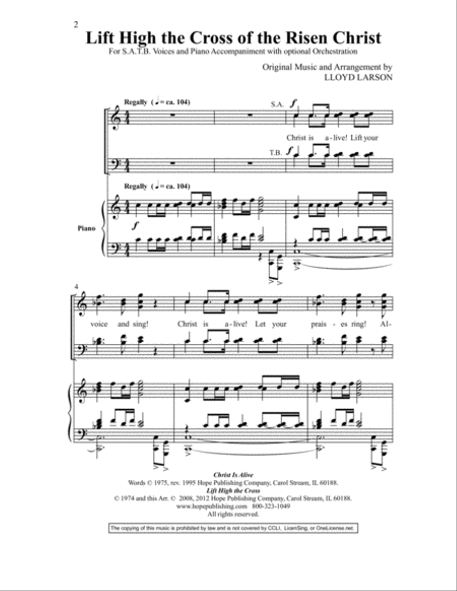 Lift High the Cross of the Risen Christ 4-Part scores gallery preview page 2