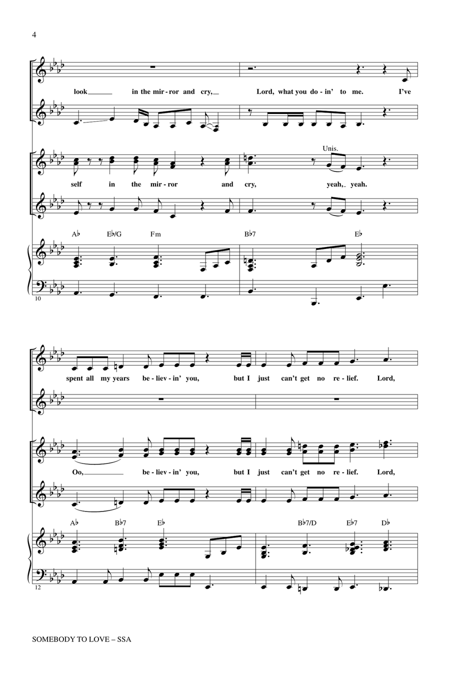 Somebody To Love (arr. Roger Emerson) SSA scores gallery preview page 3