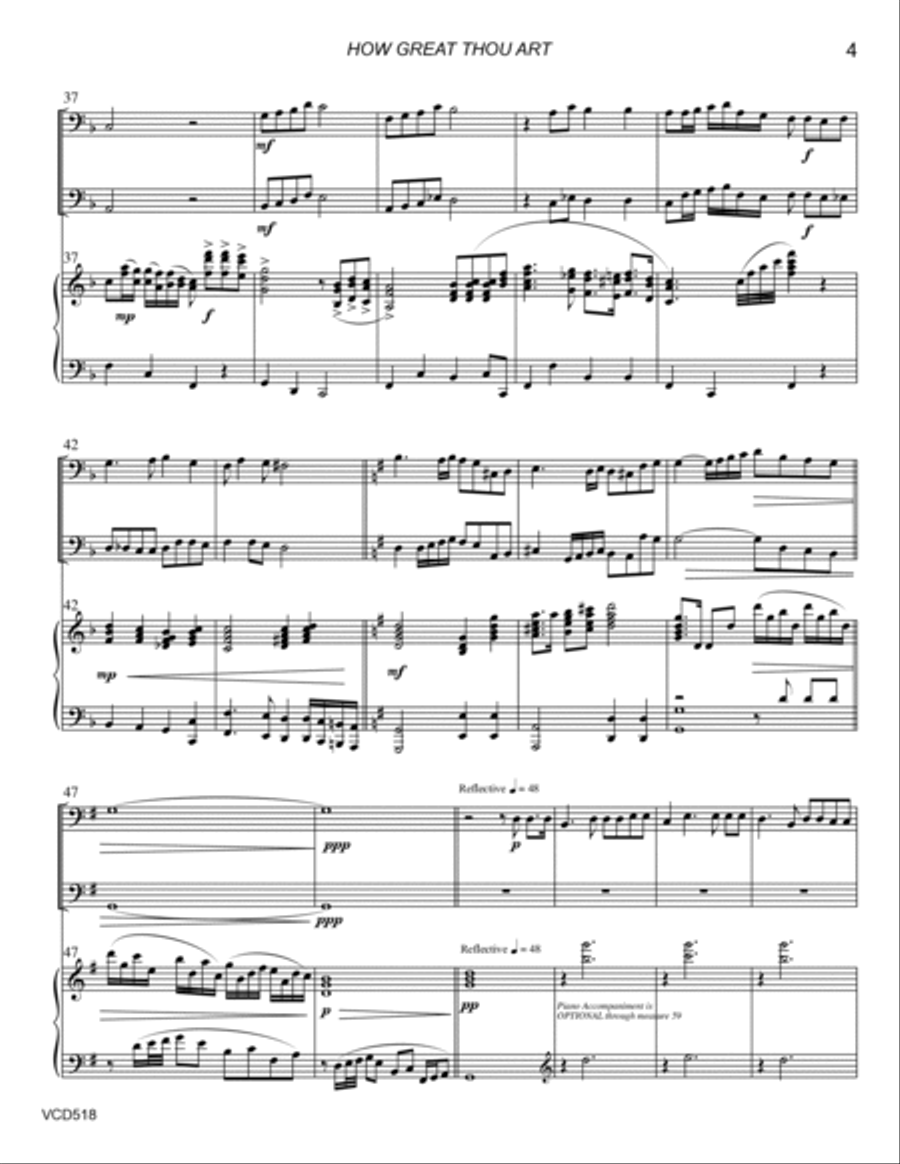 HOW GREAT THOU ART - Cello Duet with Piano Accompaniment (Grade 3-) String Duet scores gallery preview page 4