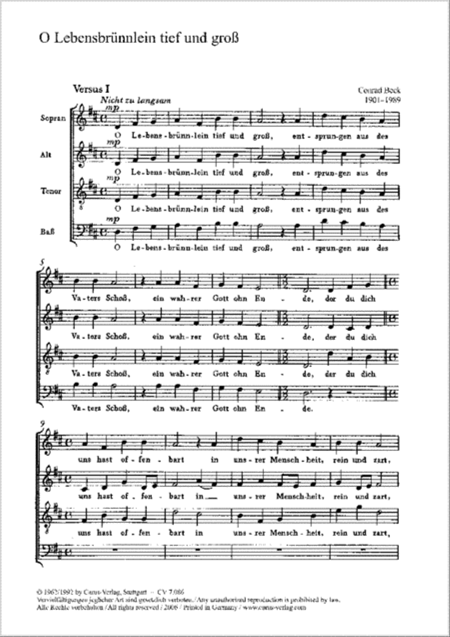 O Lebensbrunnlein, tief und gross 4-Part scores gallery preview page 1