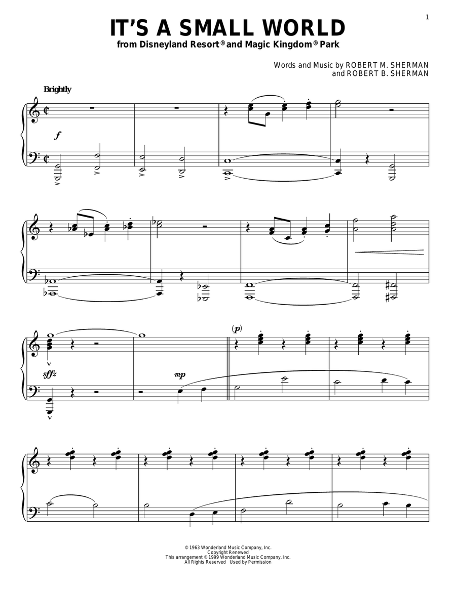 It's A Small World Piano Solo scores gallery preview page 1