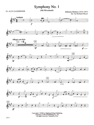 Symphony No. 1 (4th Movement ): E-flat Alto Saxophone