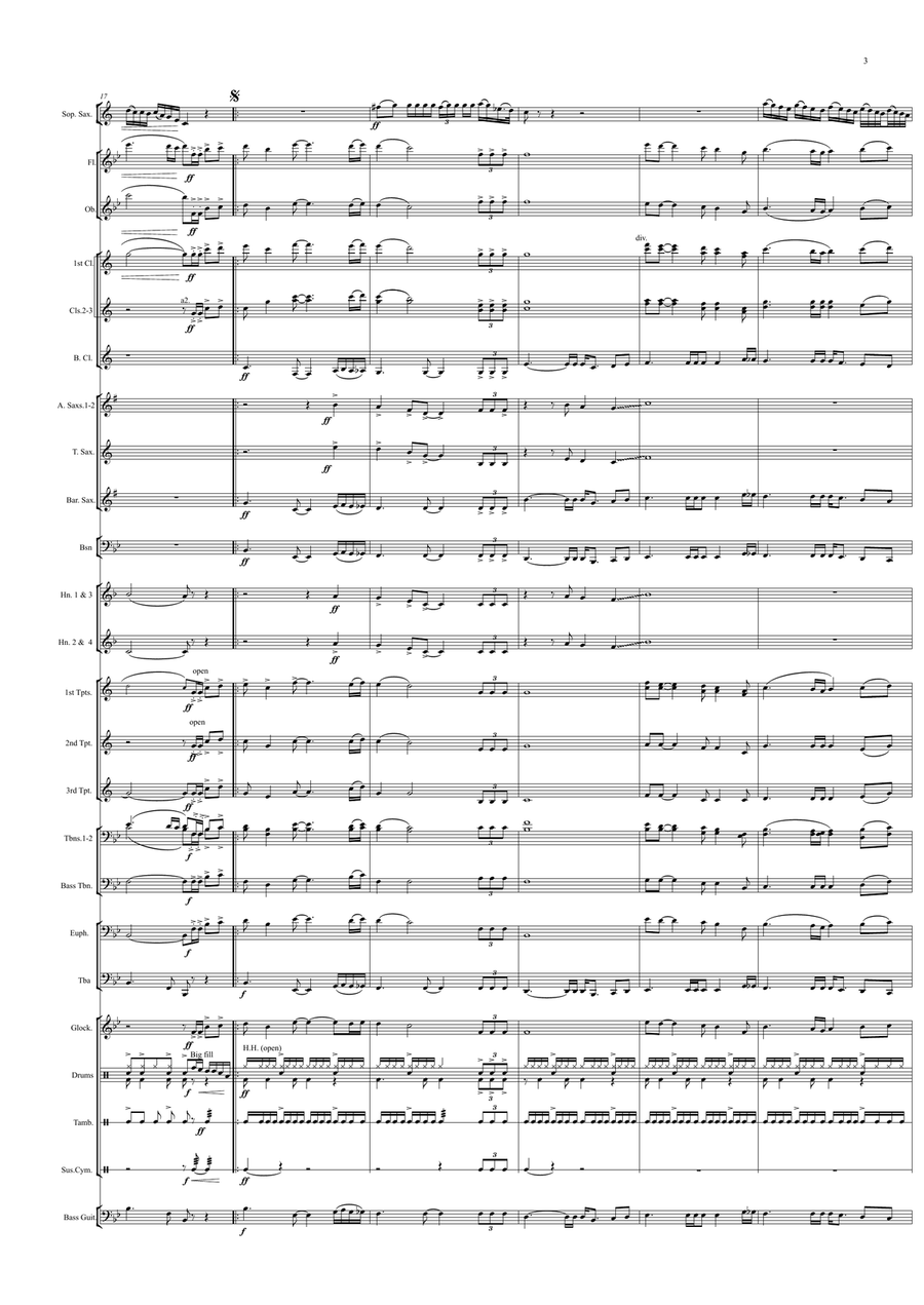 Keep the Fire Alive for Bb Soprano Saxophone & Wind/Concert Band Concert Band scores gallery preview page 3