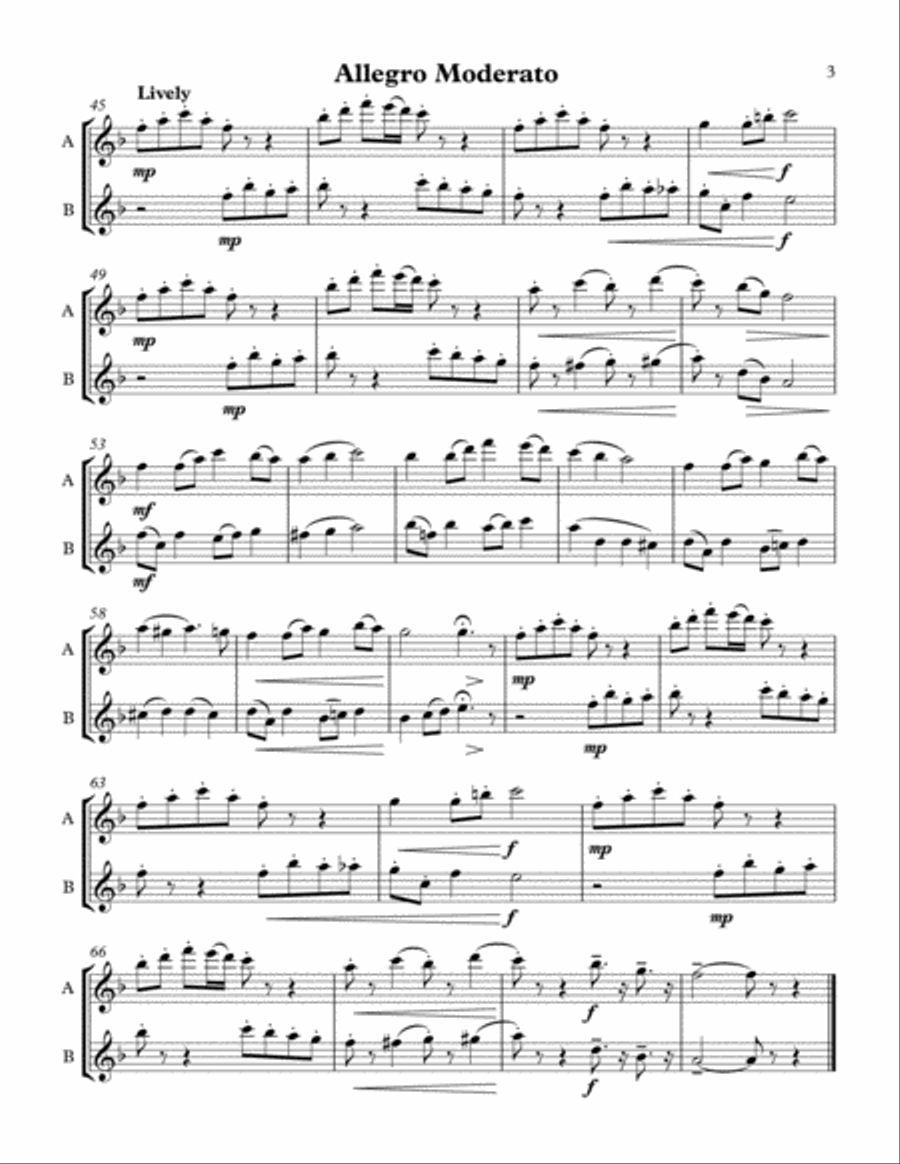 Three Contrasting Duets - For Any Two Wind Instruments (C Transposition - Treble Clef) Woodwind Ensemble scores gallery preview page 4