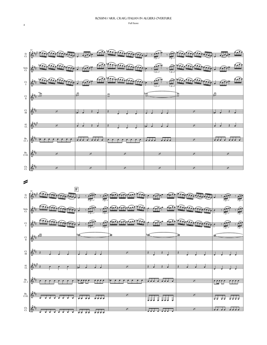 Italian in Algiers Overture Clarinet Choir scores gallery preview page 5