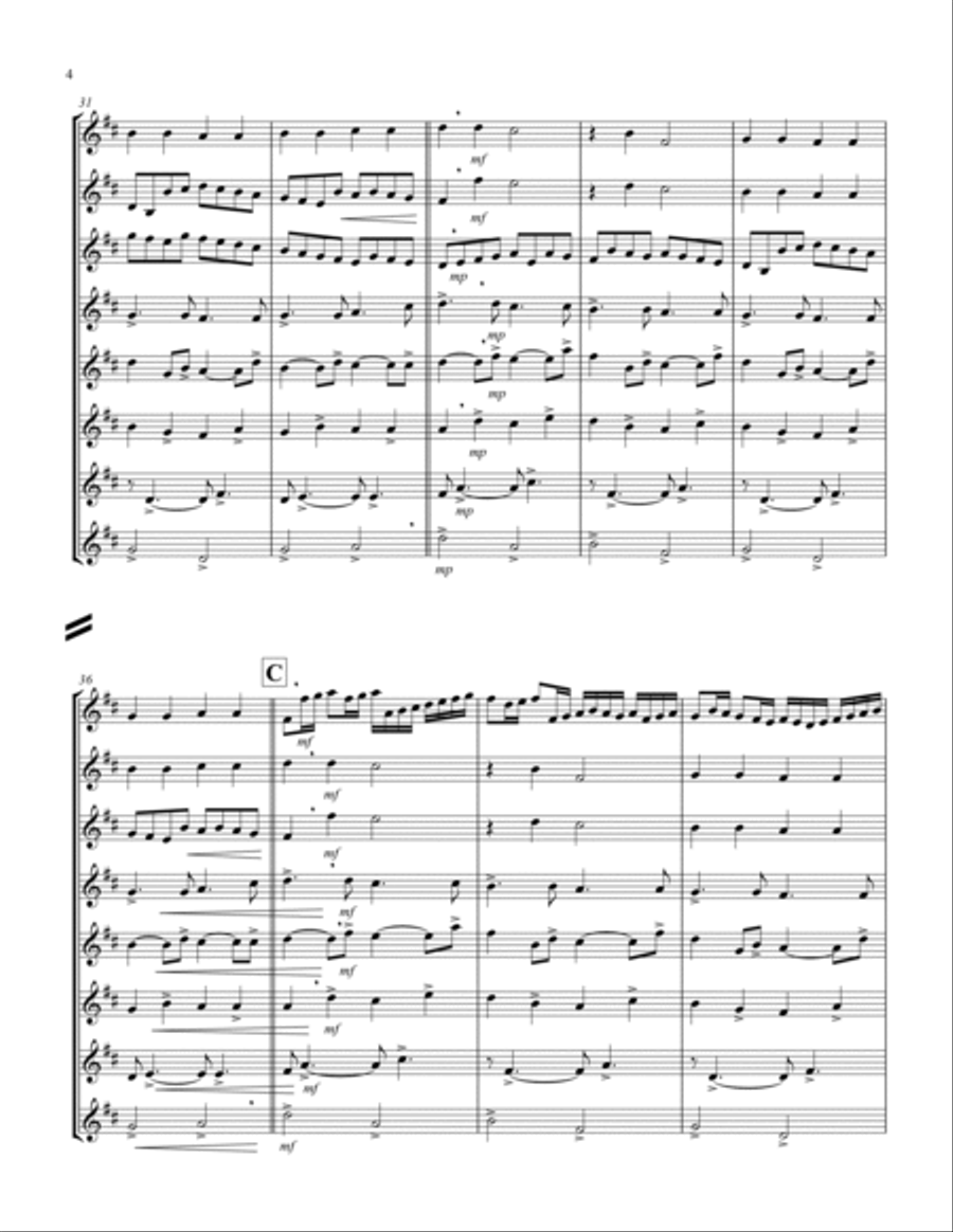 Canon in D (Pachelbel) (D) (Oboe Octet) Woodwind Ensemble scores gallery preview page 4