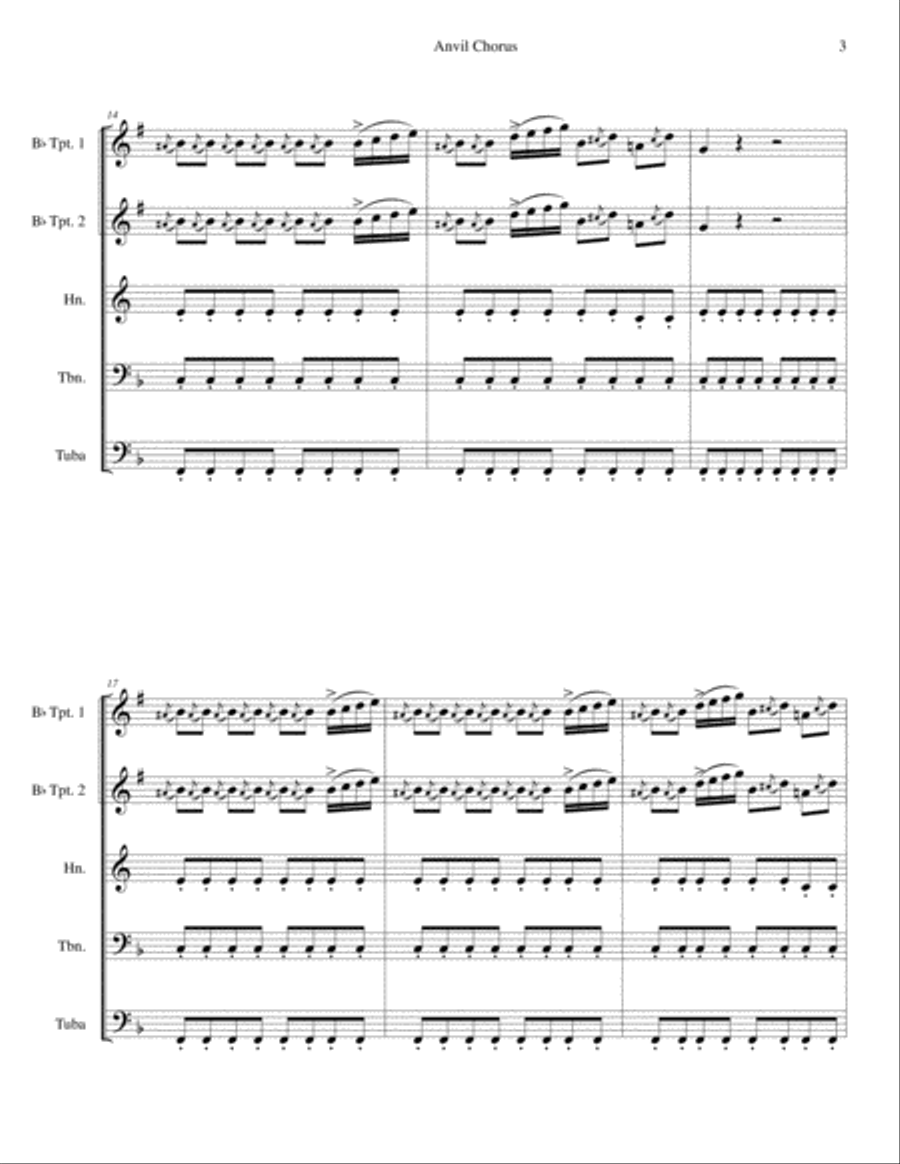 Anvil Chorus Anvil Chorus Brass Ensemble scores gallery preview page 3