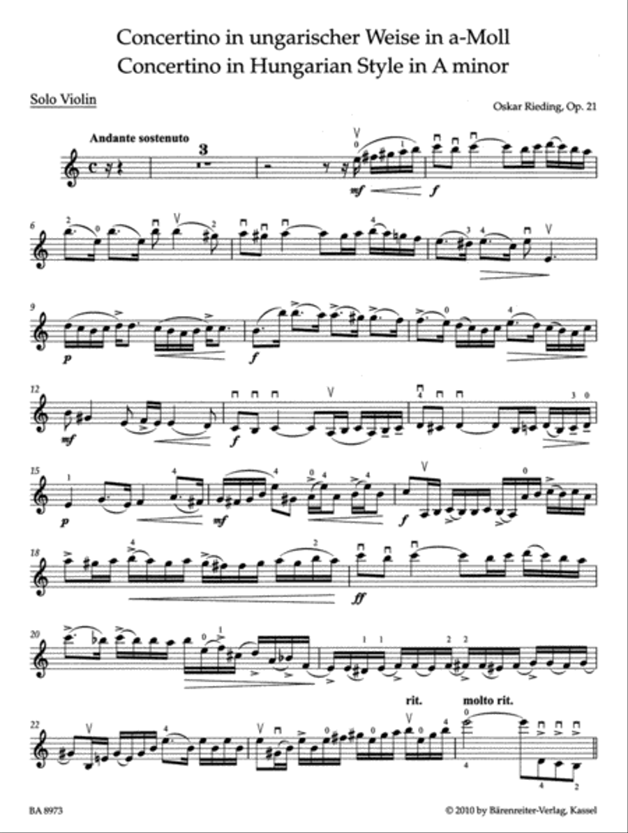 Concertino in Hungarian Style in A minor, op. 21 Violin Solo scores gallery preview page 2