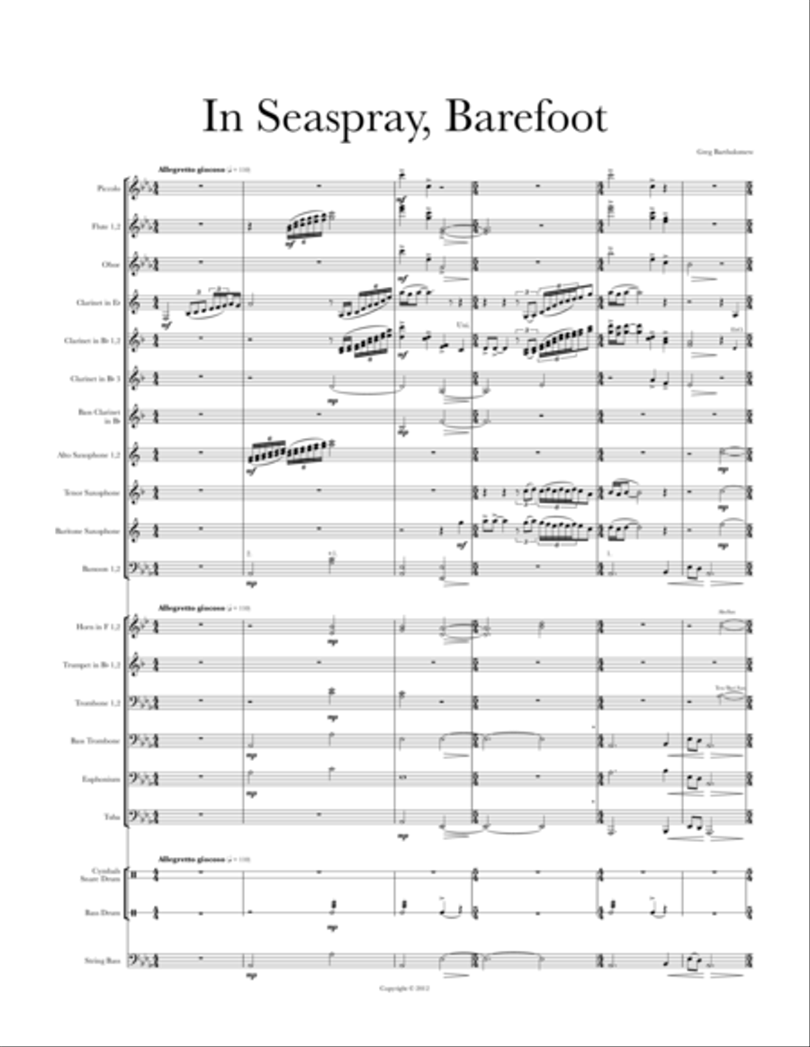 In Seaspray, Barefoot, for Wind Ensemble Concert Band scores gallery preview page 3