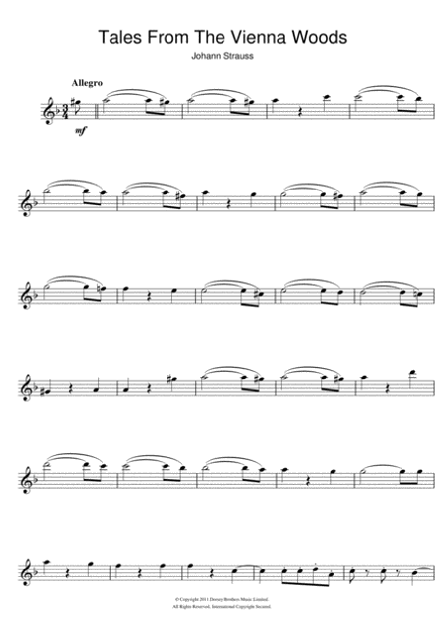 Tales From The Vienna Woods Flute Solo scores gallery preview page 1