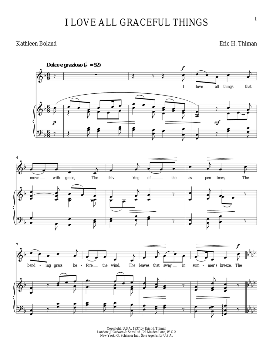 I Love All Graceful Things Mezzo-Soprano Voice scores gallery preview page 1