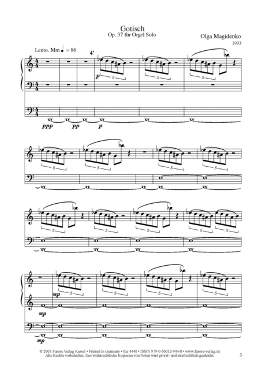 4 Stücke für Orgel solo (Four pieces for organ solo) Organ Solo scores gallery preview page 2