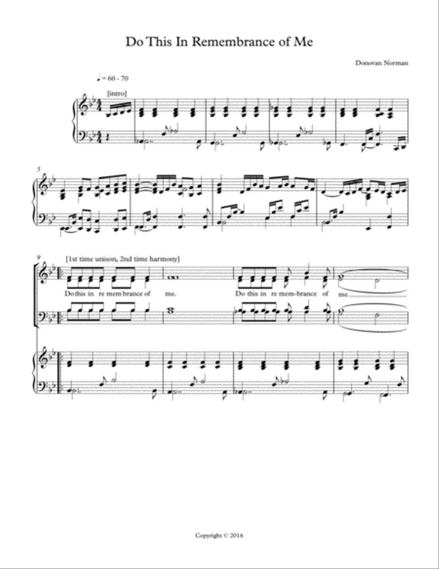 Do This In Remembrance of Me Voice scores gallery preview page 1