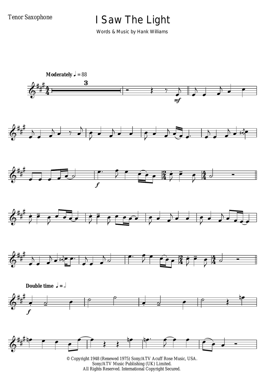 I Saw The Light Tenor Saxophone scores gallery preview page 1