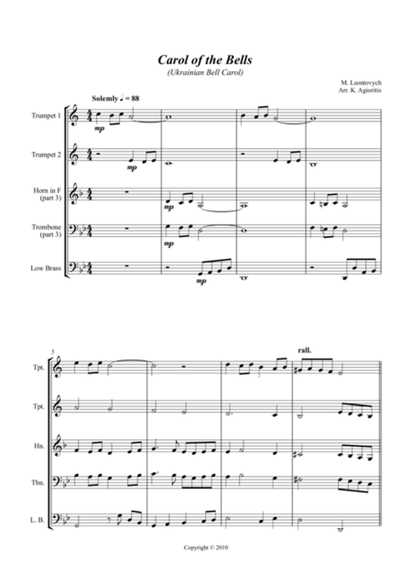 Carol of the Bells (Ukrainian Bell Carol) - Jazz Arrangement for Brass Quartet image number null